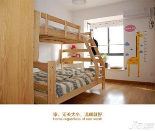 日式风格二居室原木色90平米儿童房儿童床效果图