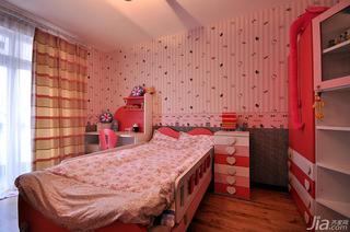 现代简约风格复式粉色140平米以上儿童房壁纸效果图