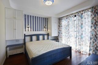 地中海风格二居室蓝色80平米卧室窗帘效果图