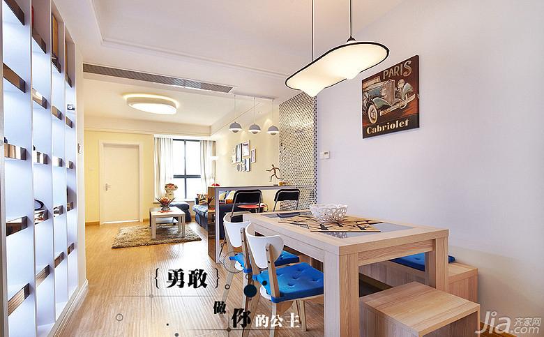 二居室装修,80平米装修,简约风格,餐厅,餐桌,原木色