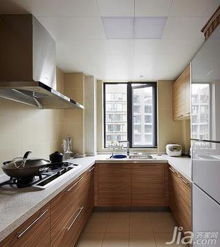 日式风格三居室原木色90平米厨房橱柜定做