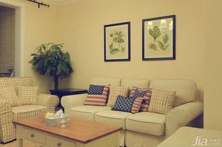 美式乡村风格二居室小清新90平米沙发背景墙沙发效果图