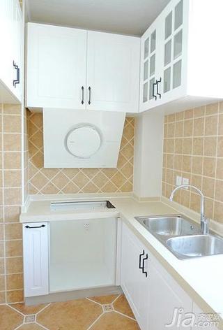美式乡村风格二居室小清新白色90平米厨房瓷砖效果图