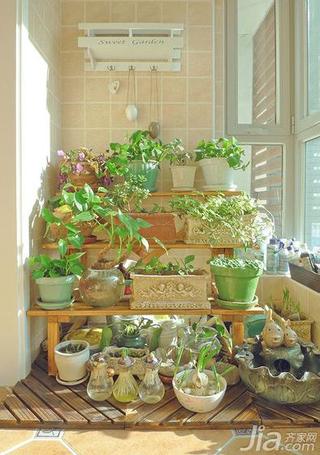 美式乡村风格二居室小清新90平米阳台室内植物效果图