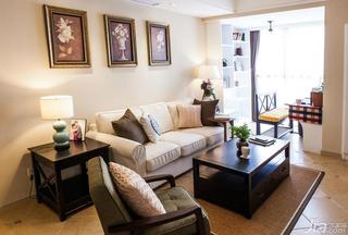 美式风格二居室80平米客厅沙发背景墙沙发效果图