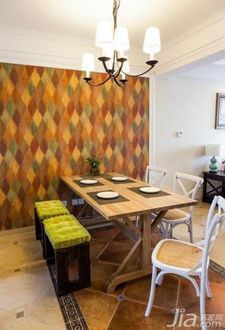 美式风格二居室80平米餐厅餐厅背景墙餐桌图片