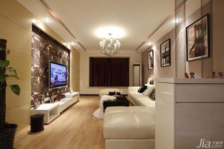 现代简约风格三居室120平米电视背景墙沙发效果图