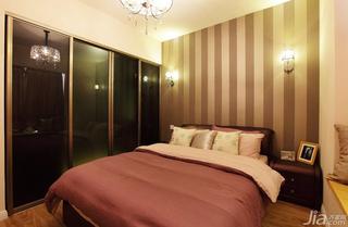 现代简约风格三居室90平米卧室卧室背景墙床效果图