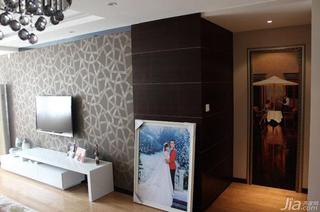 现代简约风格二居室90平米电视背景墙隐形门图片