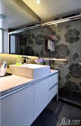 现代简约风格二居室90平米卫生间马赛克背景墙洗手台效果图