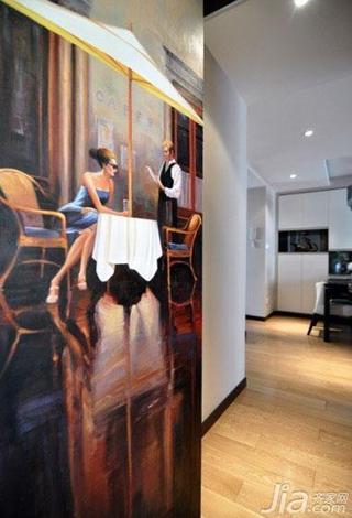 现代简约风格二居室90平米隐形门效果图