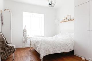 北欧风格一居室白色90平米卧室床图片