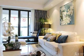 混搭风格三居室舒适米色富裕型客厅沙发背景墙沙发效果图