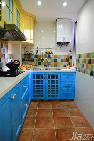 地中海风格二居室黄色100平米厨房改造