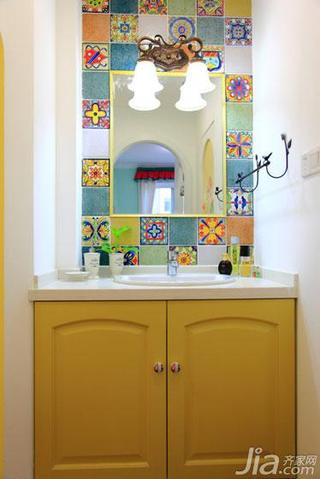 地中海风格二居室100平米洗手台图片