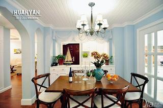 地中海风格三居室蓝色140平米以上餐厅餐桌图片