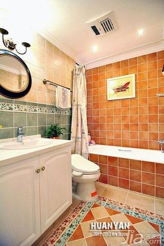 地中海风格三居室140平米以上卫生间浴缸图片