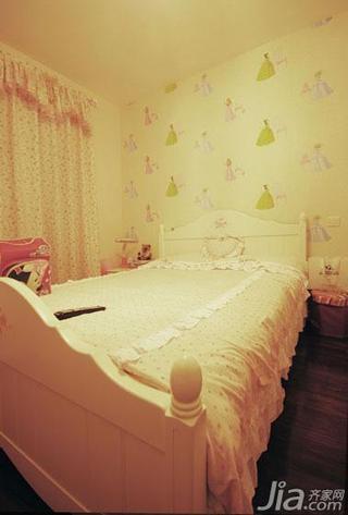 现代简约风格二居室20万以上儿童房卧室背景墙装修图片