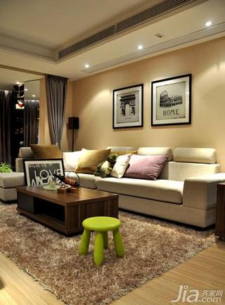现代简约风格二居室90平米客厅沙发效果图