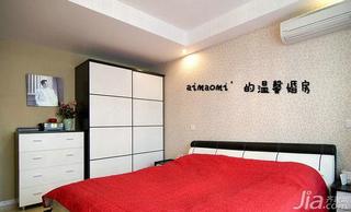 现代简约风格复式红色140平米以上卧室效果图