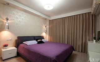 现代简约风格二居室紫色100平米卧室卧室背景墙装修图片