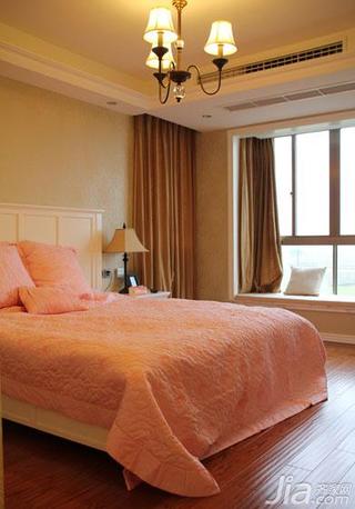 美式风格复式粉色140平米以上卧室飘窗装修图片