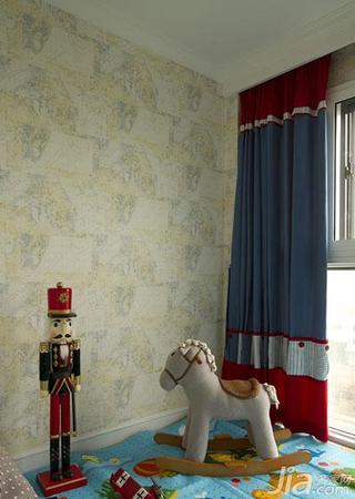 美式风格复式120平米儿童房窗帘图片