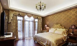 美式风格别墅140平米以上卧室卧室背景墙窗帘效果图