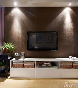 现代简约风格三居室90平米客厅电视背景墙电视柜图片