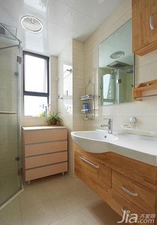 现代简约风格三居室原木色90平米卫生间淋浴房定做