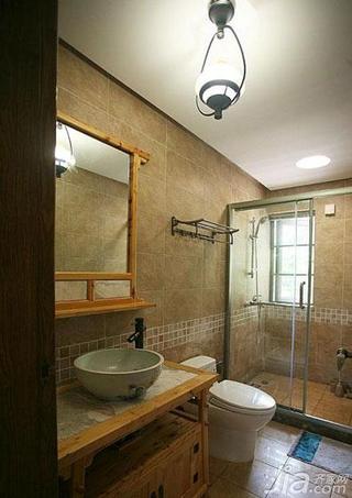 中式风格三居室富裕型卫生间淋浴房设计图