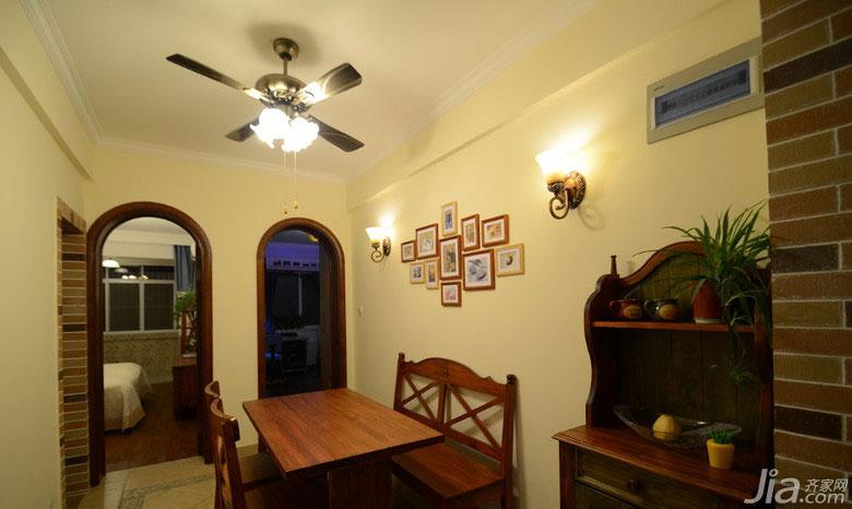 小户型装修,60平米装修,美式风格,餐厅,照片墙,灯具