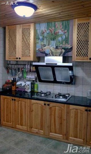 美式乡村风格复式原木色140平米以上厨房橱柜设计图纸