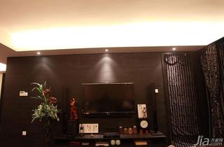 新古典风格三居室黑色富裕型电视背景墙设计