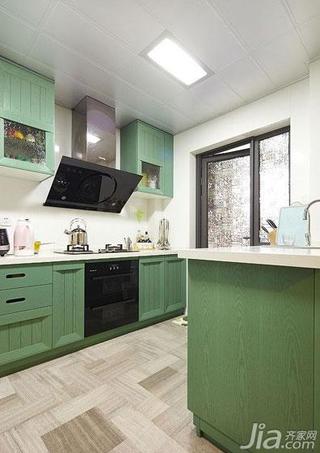 美式风格绿色富裕型140平米以上厨房橱柜效果图