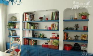 地中海风格三居室110平米书房书架图片