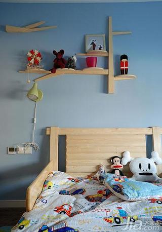 现代简约风格二居室蓝色90平米儿童房装修图片