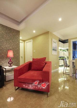 新古典风格二居室红色100平米沙发效果图