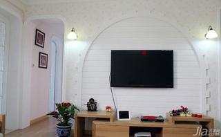 地中海风格二居室80平米电视背景墙装修效果图