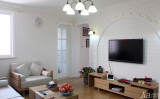 地中海风格二居室80平米客厅电视背景墙沙发效果图