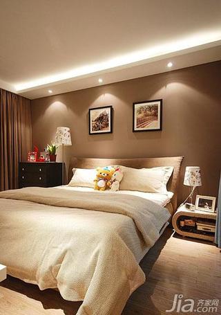 现代简约风格二居室70平米卧室照片墙床效果图