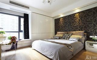 现代简约风格二居室富裕型卧室卧室背景墙床效果图
