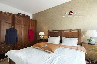 中式风格二居室富裕型卧室床效果图