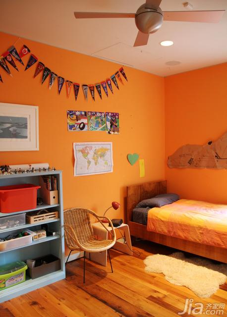 橙色卧室装修效果图图片