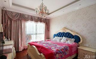 欧式风格四房140平米以上卧室背景墙窗帘图片