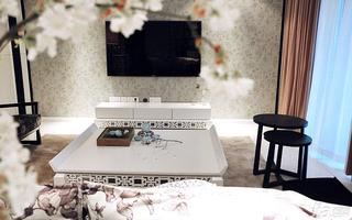 新中式风格三居室富裕型电视背景墙茶几效果图