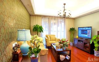 美式风格三居室130平米客厅沙发背景墙设计图
