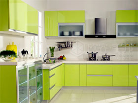 时尚清新UV烤漆纯色整体厨房橱柜