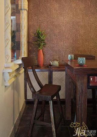 东南亚风格一居室60平米餐厅餐厅背景墙椅子效果图