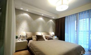 现代简约风格三居室100平米卧室卧室背景墙窗帘效果图